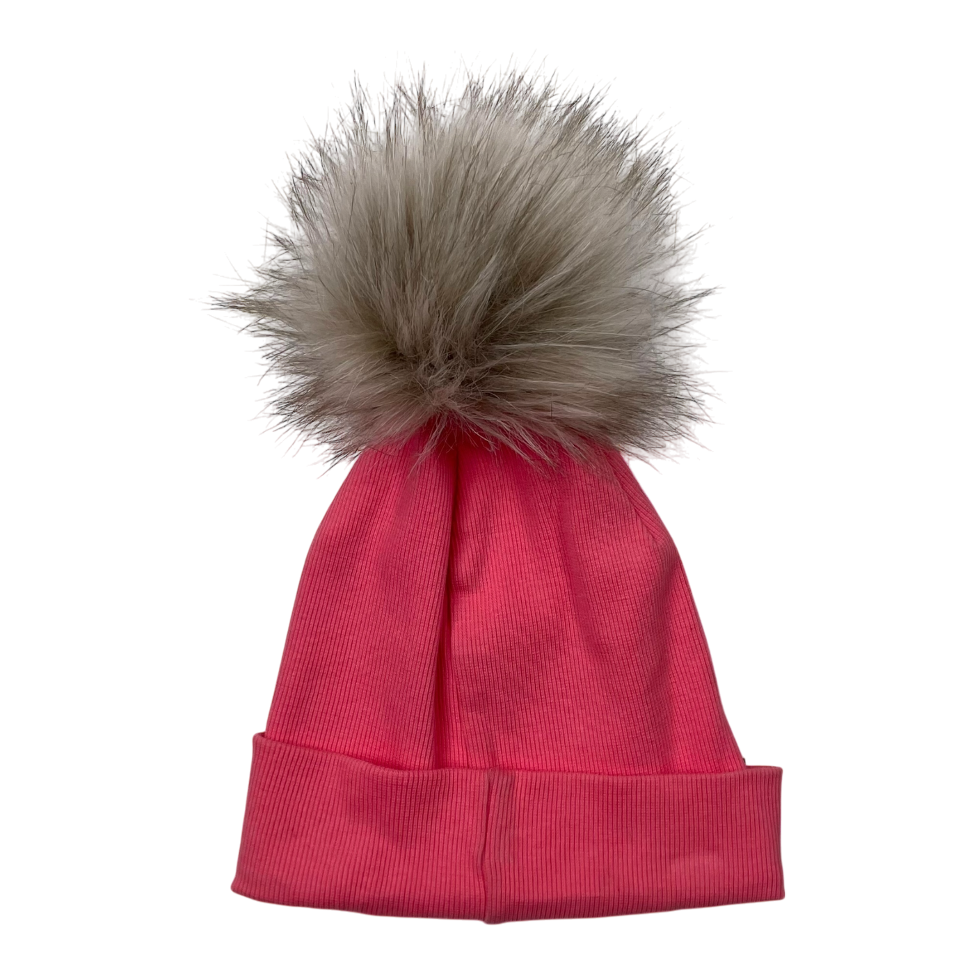 Metsola rib beanie with pom, pink | 1-2y