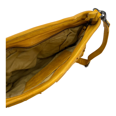Harold's Bags leather braid shopper bag, yellow