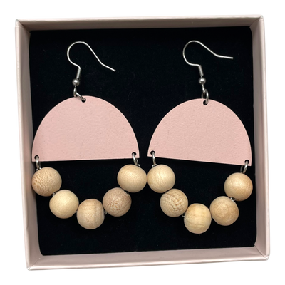 Maanantaimalli huvitella earrings, pink/wood | onesize