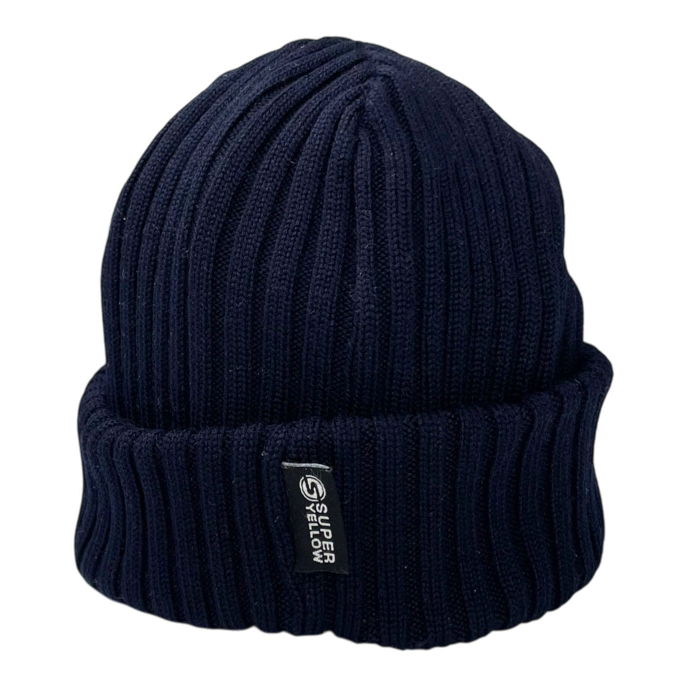 Superyellow merino wool beanie, midnight blue | adult onesize