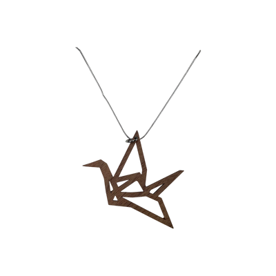 Yo Zen origami swan necklace, brown