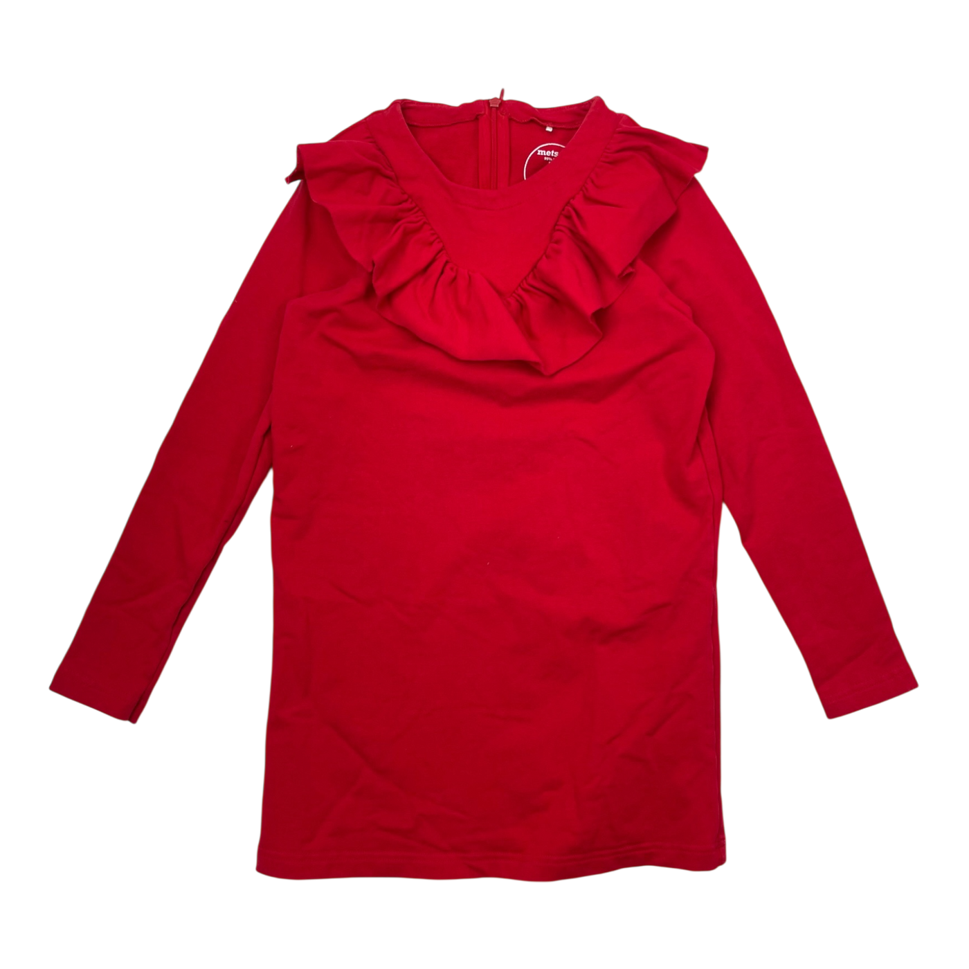 Metsola frill sweat dress, red | 122/128cm
