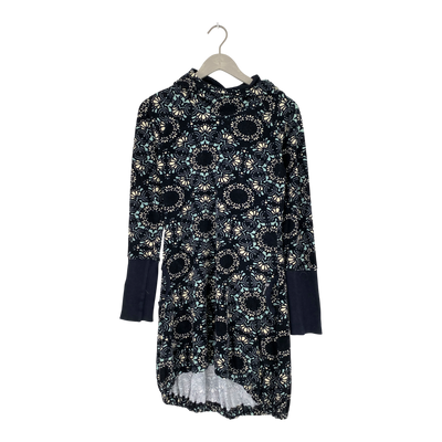Ommellinen terry hoodie tunic, flowers | woman M