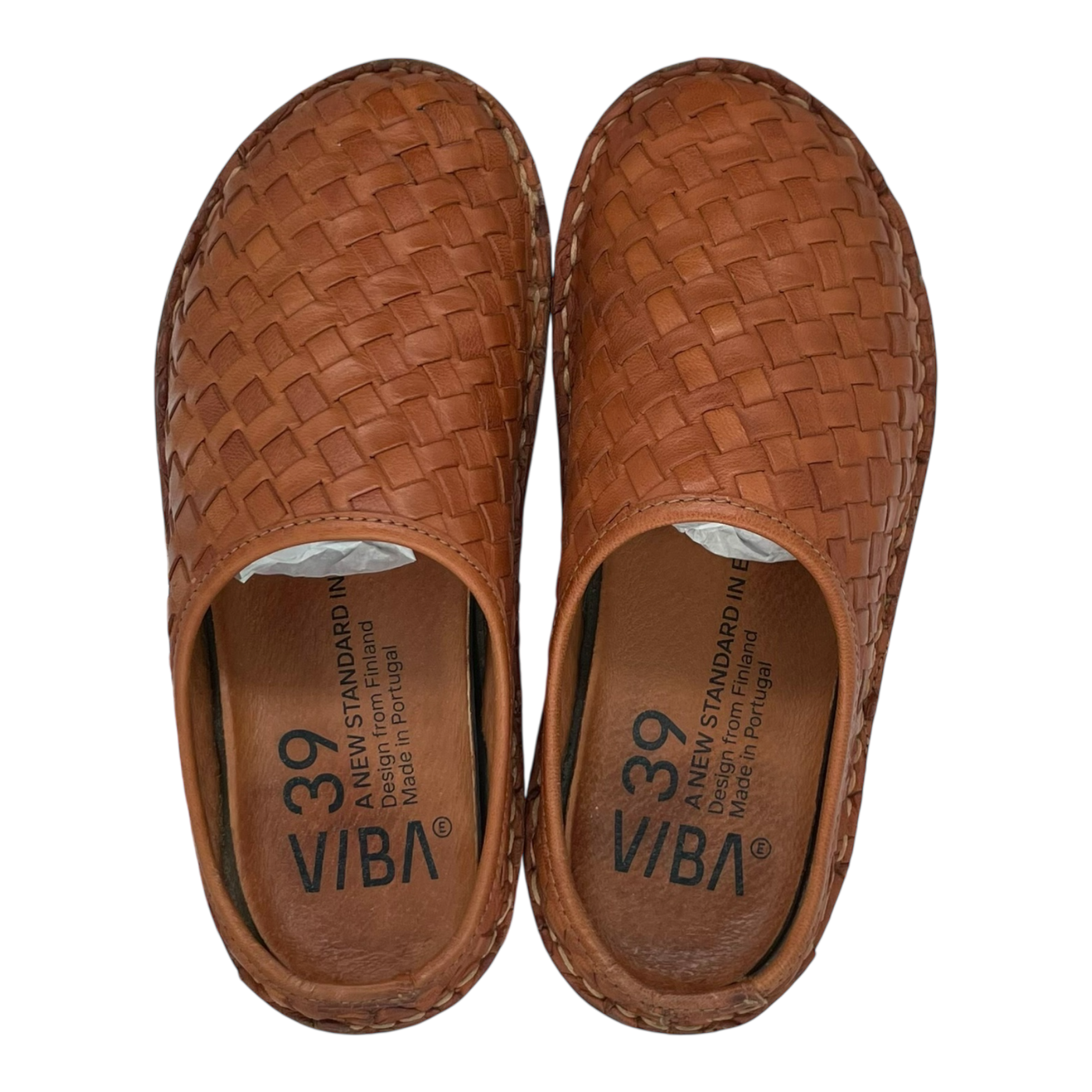 VIBAe Roma woven leather slippers, cognac | 39