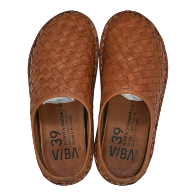 VIBAe Roma woven leather slippers, cognac | 39