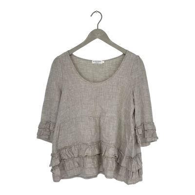 Bypias linen frill shirt, wheat | woman M