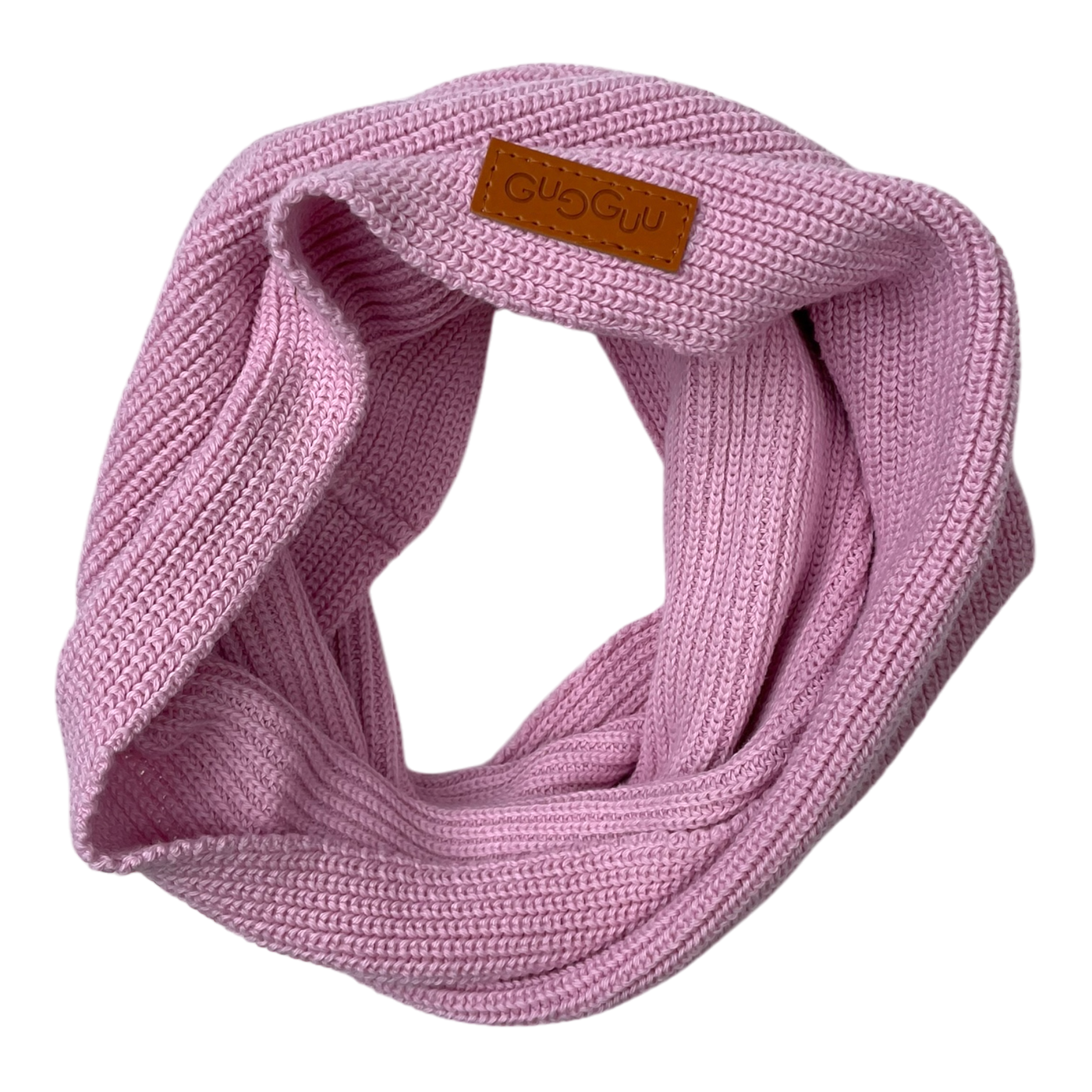 Gugguu cotton knitted tube scarf, pink | kids one size