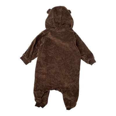 Molo bear ears fleece jumpsuit, brown | 68cm