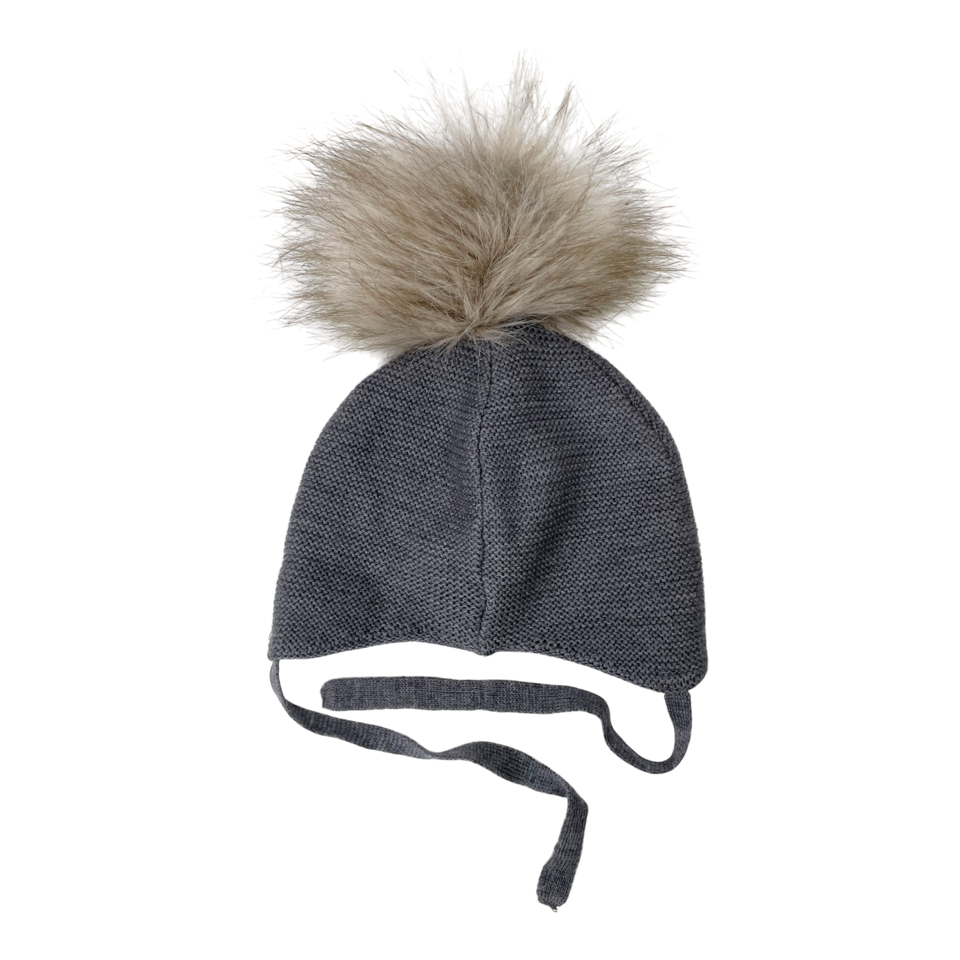 Metsola merino wool beanie with pom, grey | 2-6m