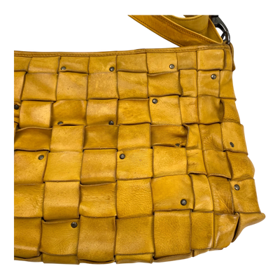 Harold's Bags leather braid shopper bag, yellow