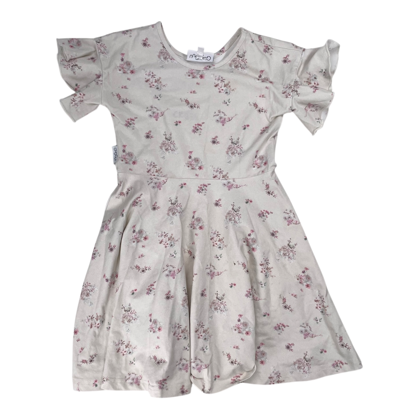 Gugguu frill sleeve dress, flowers | 116cm