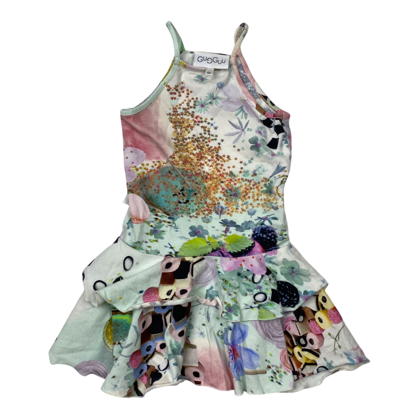 Gugguu spagetti frilla dress, candy | 92cm