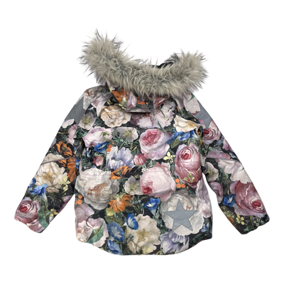 Molo cathy fur winter jacket, flowers | 128cm
