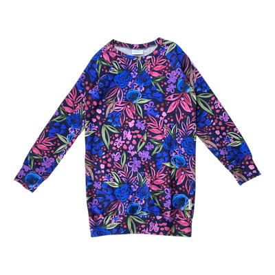 Versonpuoti tunic sweatdress, flowers | 128/134cm