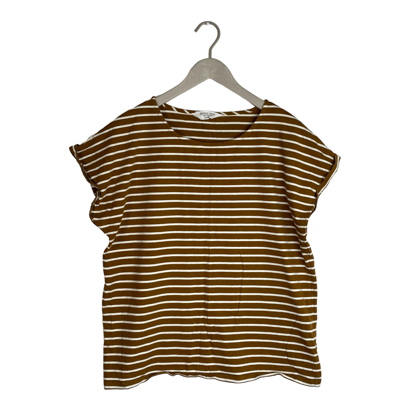 People tree stripe t-shirt, brown | woman L