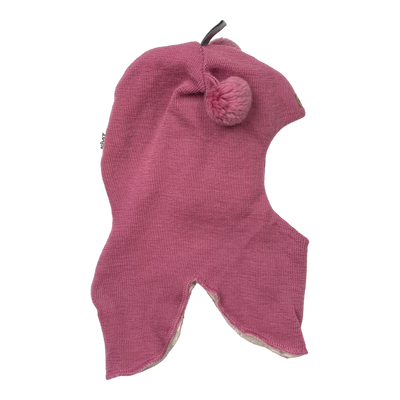 Kivat wool pom balaclava, pink | 1y