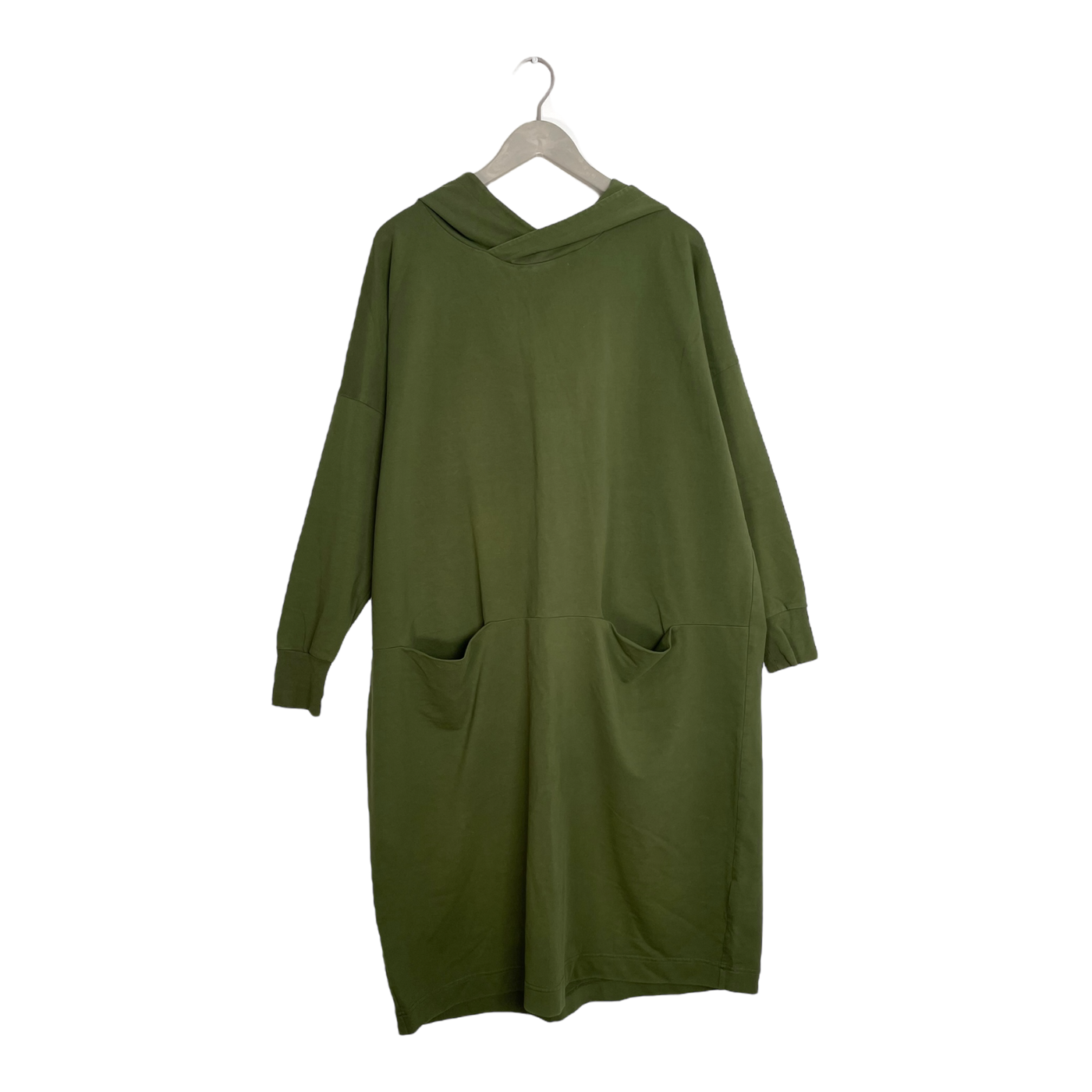 Papu giant split hoodie dress, forest green | woman XXL