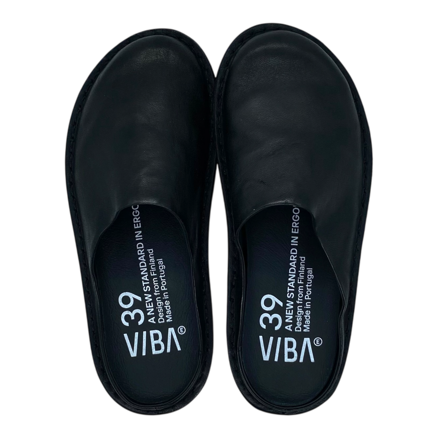 VIBAe Roma leather slippers, preto black | 39