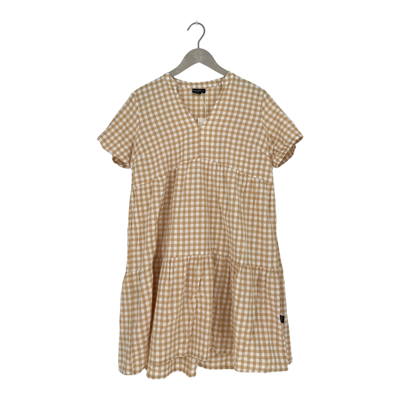 Kiddow cotton dress, beige checkered | woman L