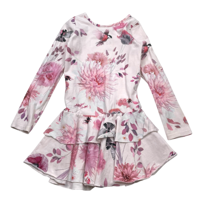 Gugguu frilla dress, flower | 104cm