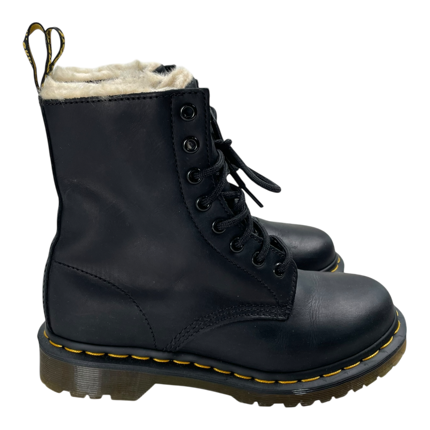 Dr. Martens 1460 serena collar faux fur boots, black | 38