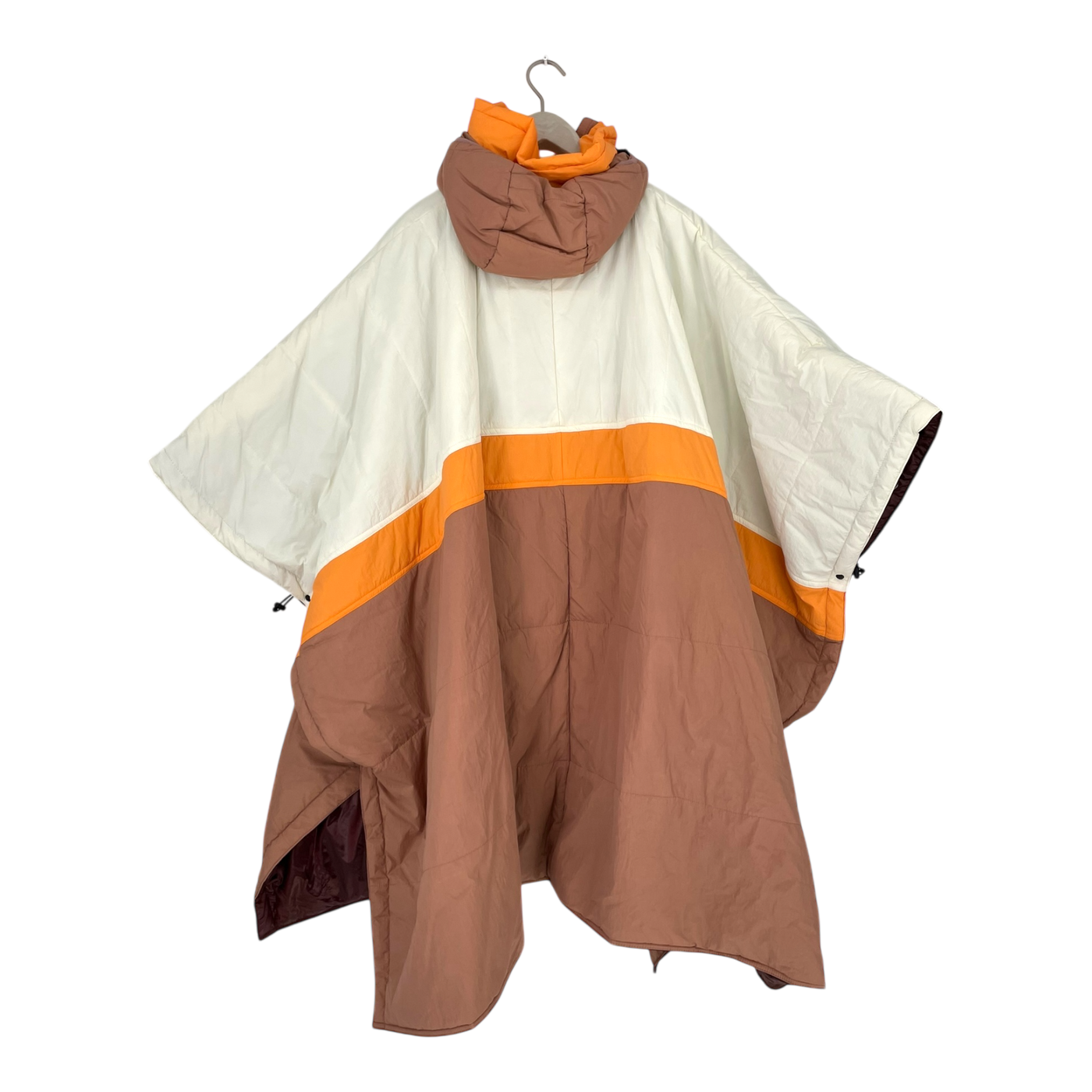 Embassy of Bricks and Logs anvil peak poncho, orange/white | unisex L
