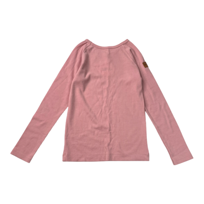 Metsola rib merino shirt, pink | 140cm