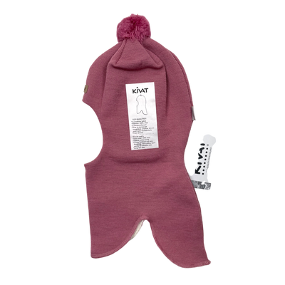Kivat wool bobble balaclava, blush pink | 2-4y