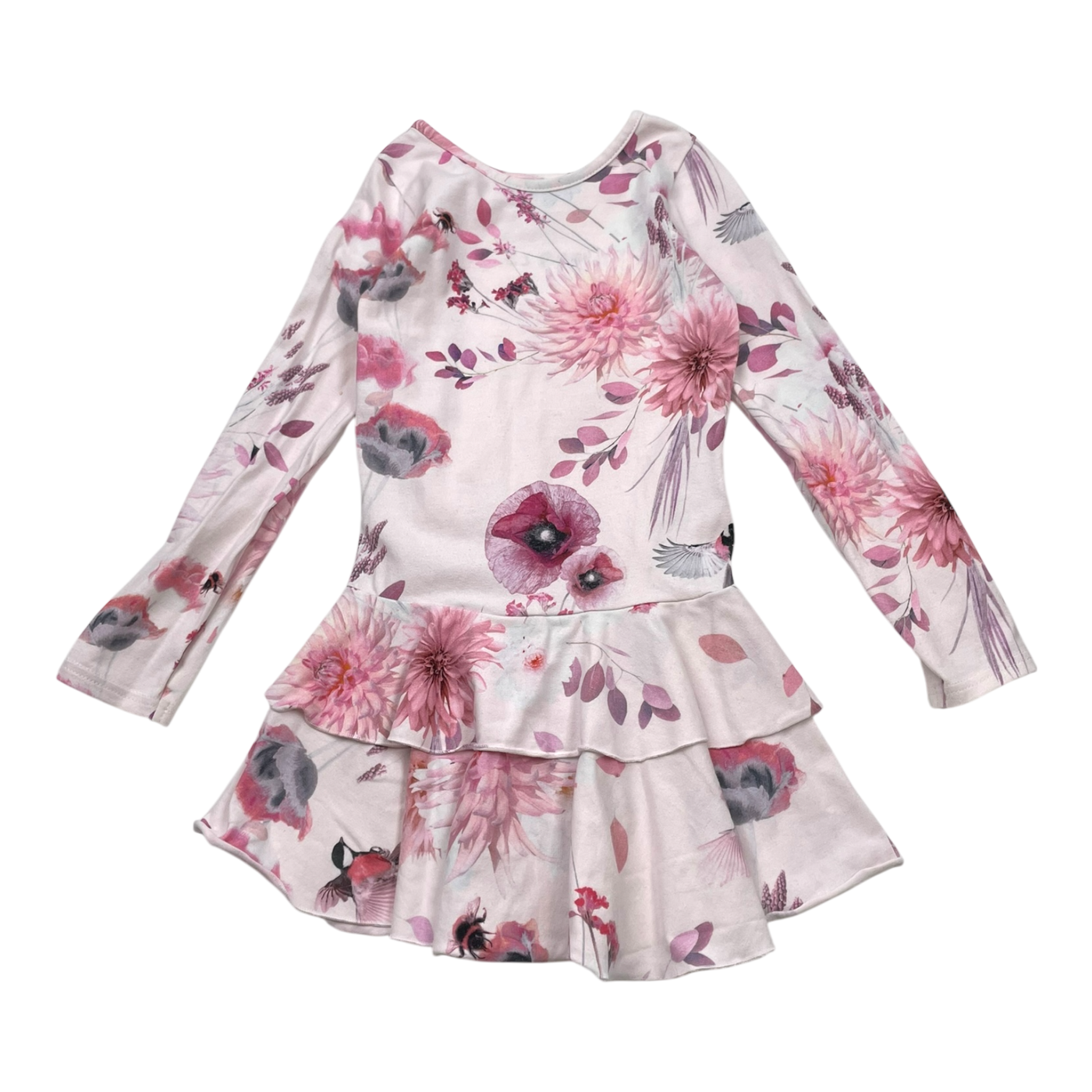 Gugguu frilla dress, flower | 104cm