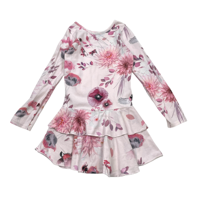 Gugguu frilla dress, flower | 104cm