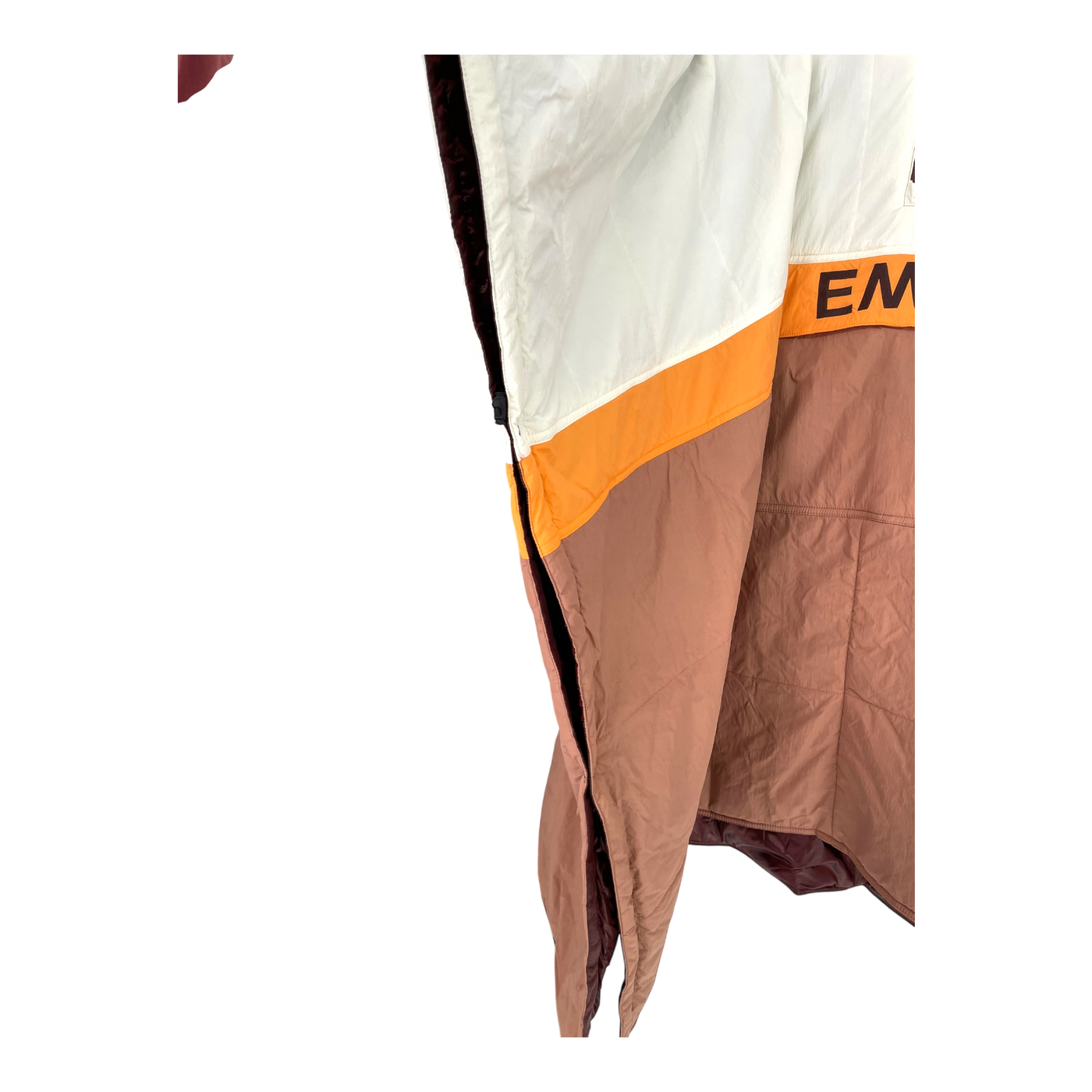 Embassy of Bricks and Logs anvil peak poncho, orange/white | unisex L