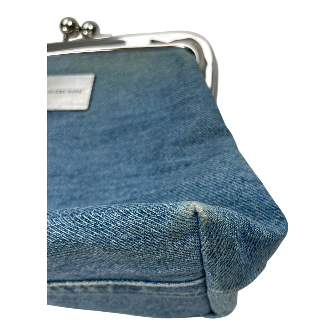 Globe Hope clasp clutch bag, denim
