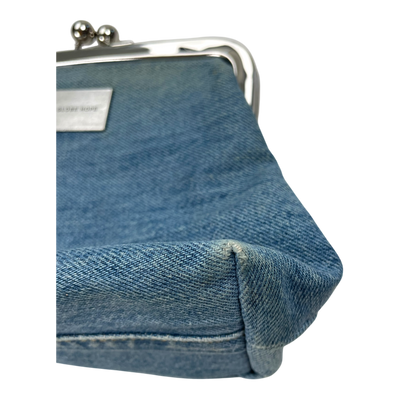 Globe Hope clasp clutch bag, denim