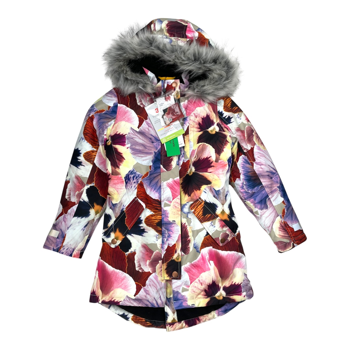 Molo peace winter parka, flowers | 140cm