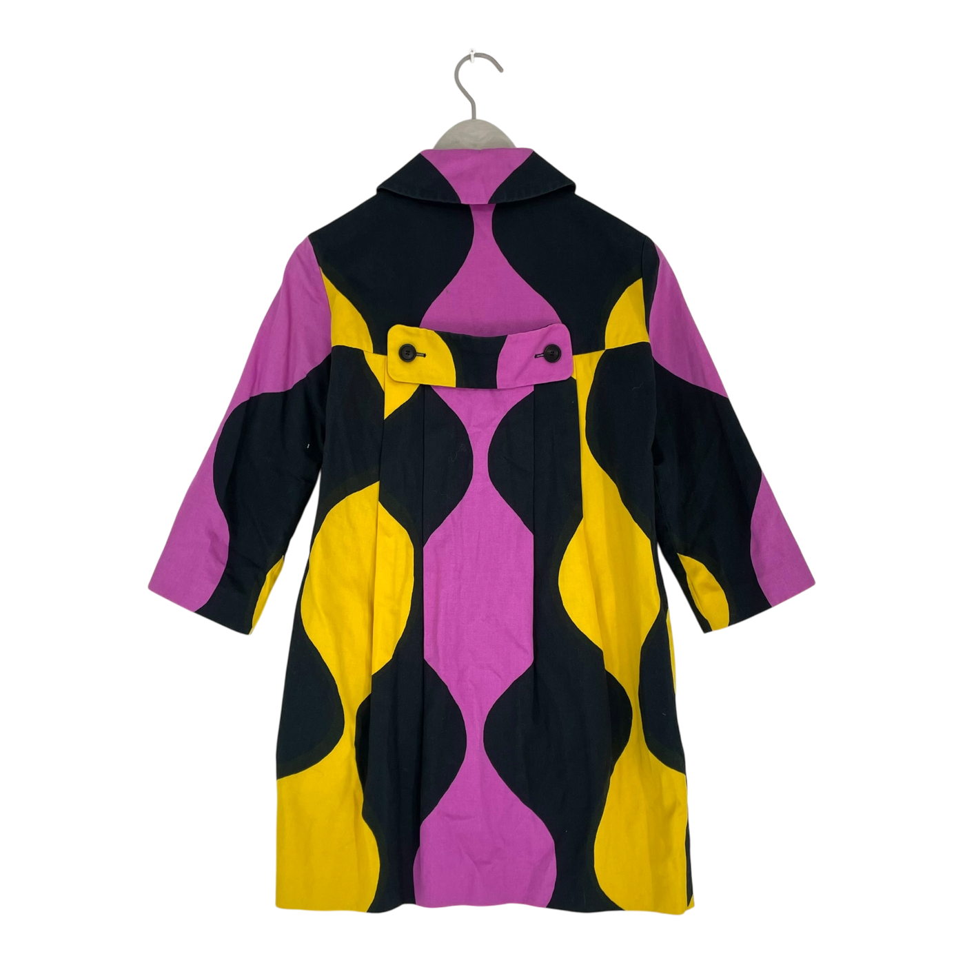 Marimekko vintage trench coat, black/pink/yellow | woman S