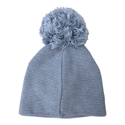 Metsola knitted cotton beanie with pom, light blue | 1-3y