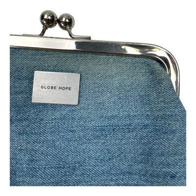 Globe Hope clasp clutch bag, denim