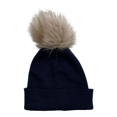 Metsola rib beanie with pom, midnight blue | 3-5y