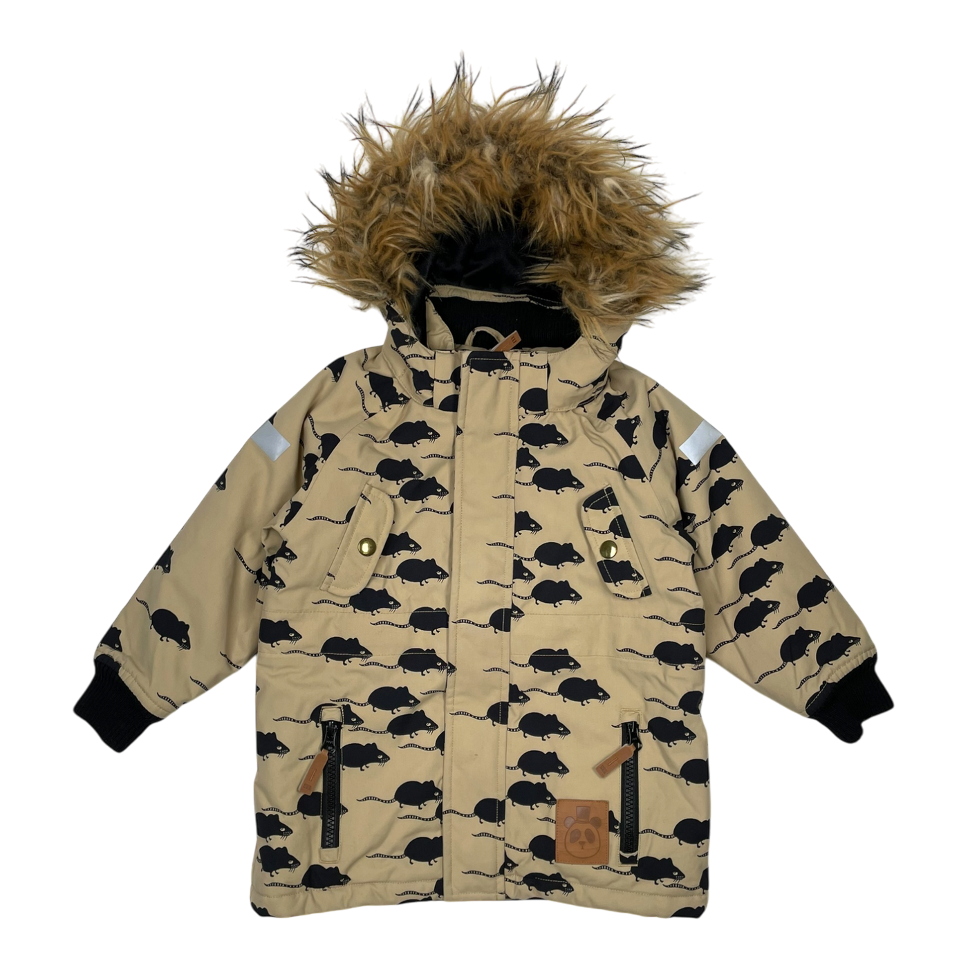 Mini Rodini siberia aop winter jacket, mouse | 92/98cm