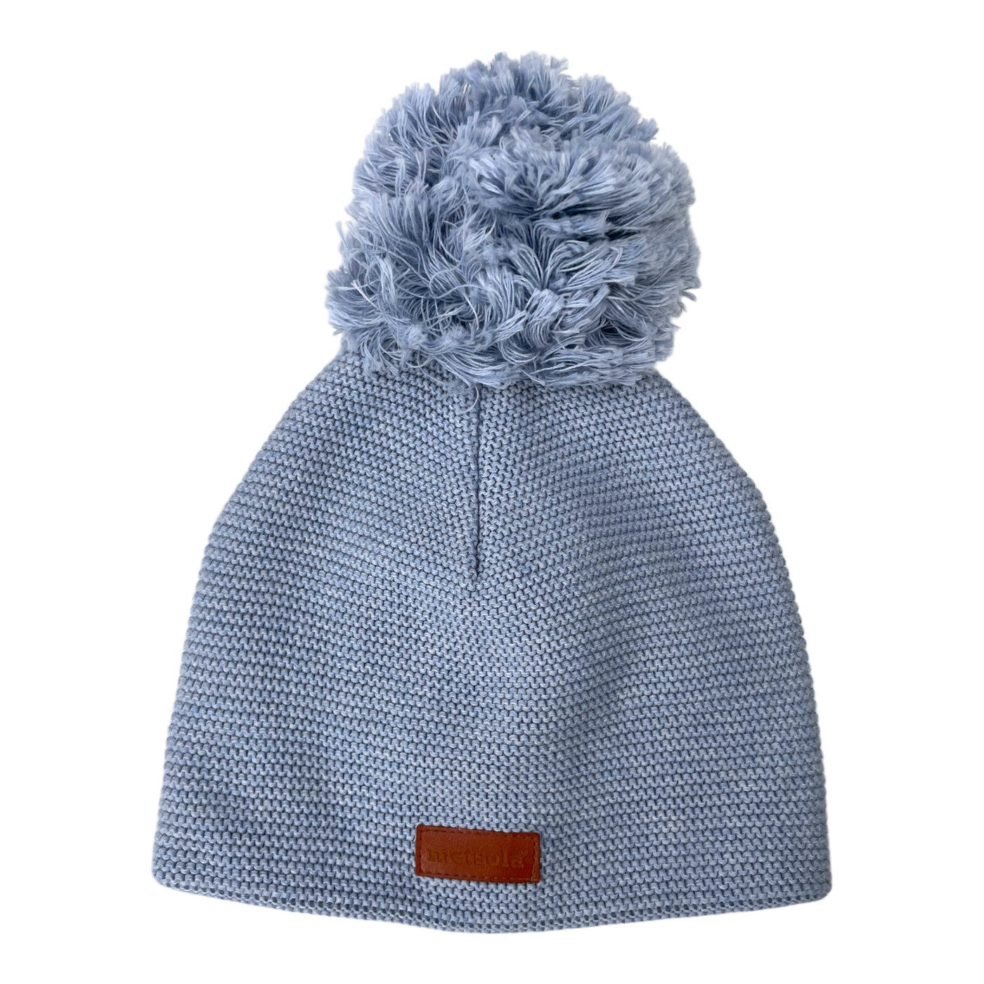 Metsola knitted cotton beanie with pom, light blue | 1-3y