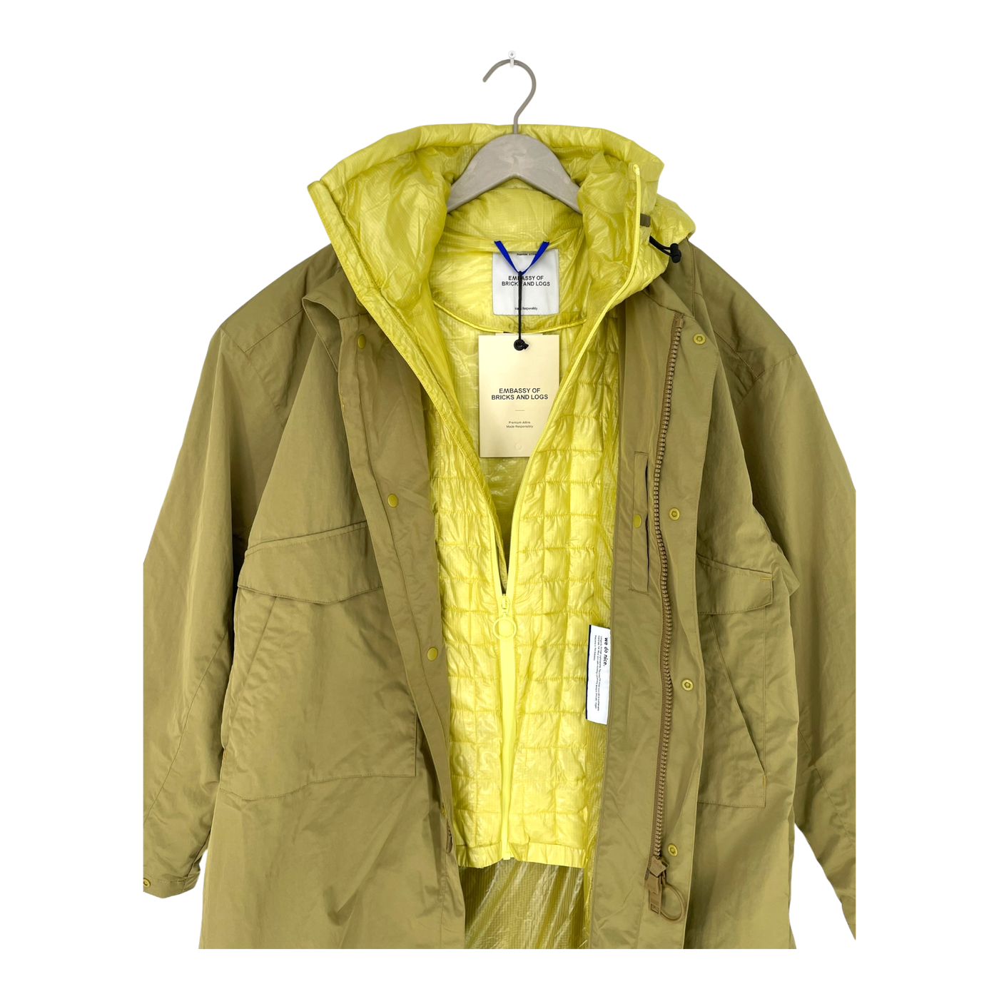Embassy of Bricks and Logs khari rain coat, green | unisex L