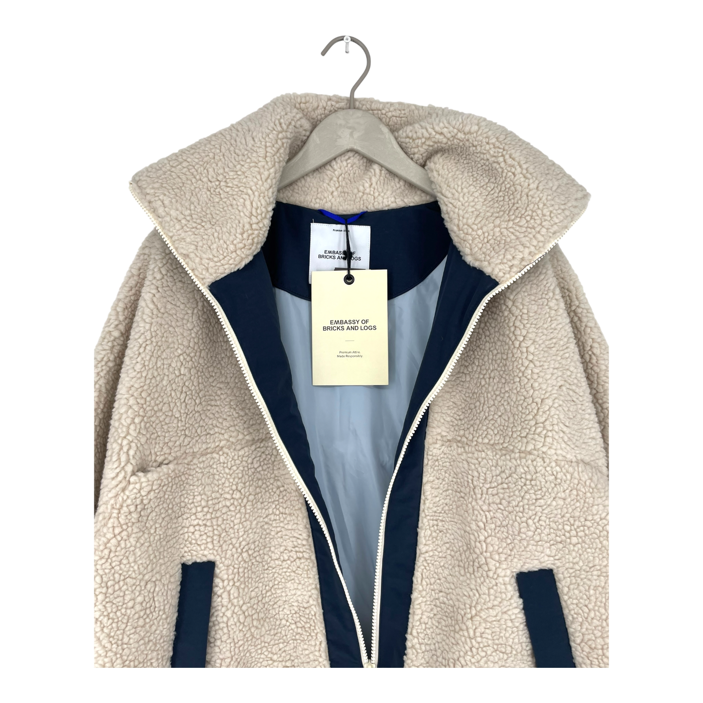 Embassy of Bricks and Logs lille sherpa teddy coat, cream | woman S