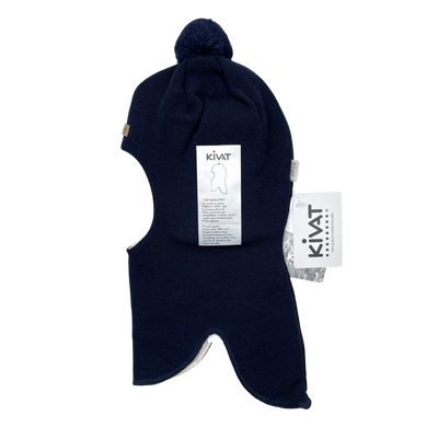 Kivat wool bobble balaclava, navy blue | 2-4y