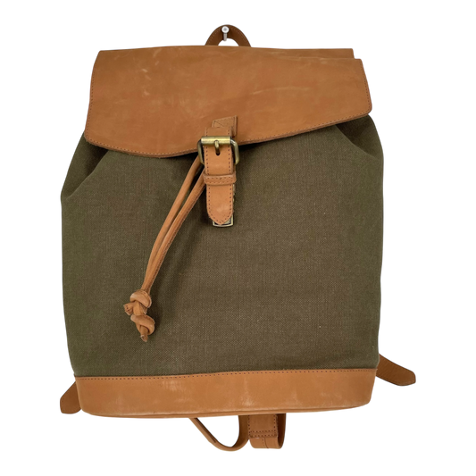 Holzrichter canvas backpack, moss green/caramel