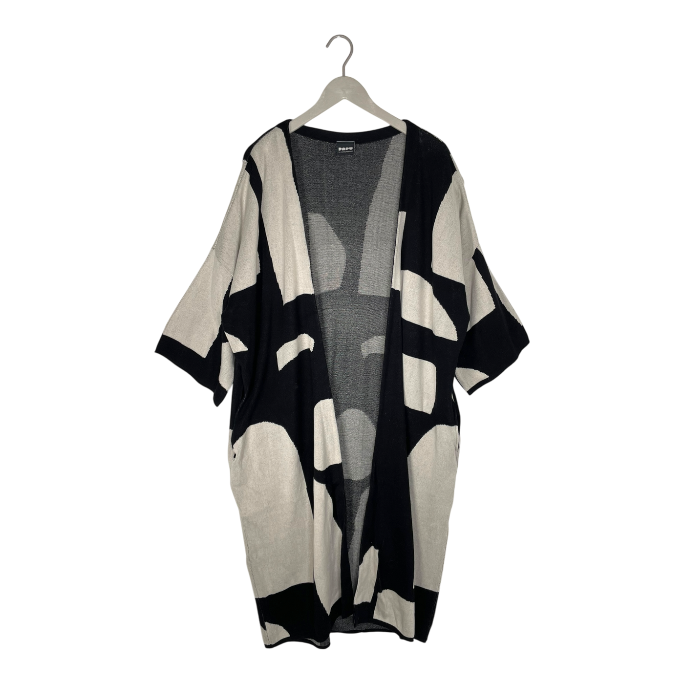 Papu long knitted cardigan, black and white | woman XS/S