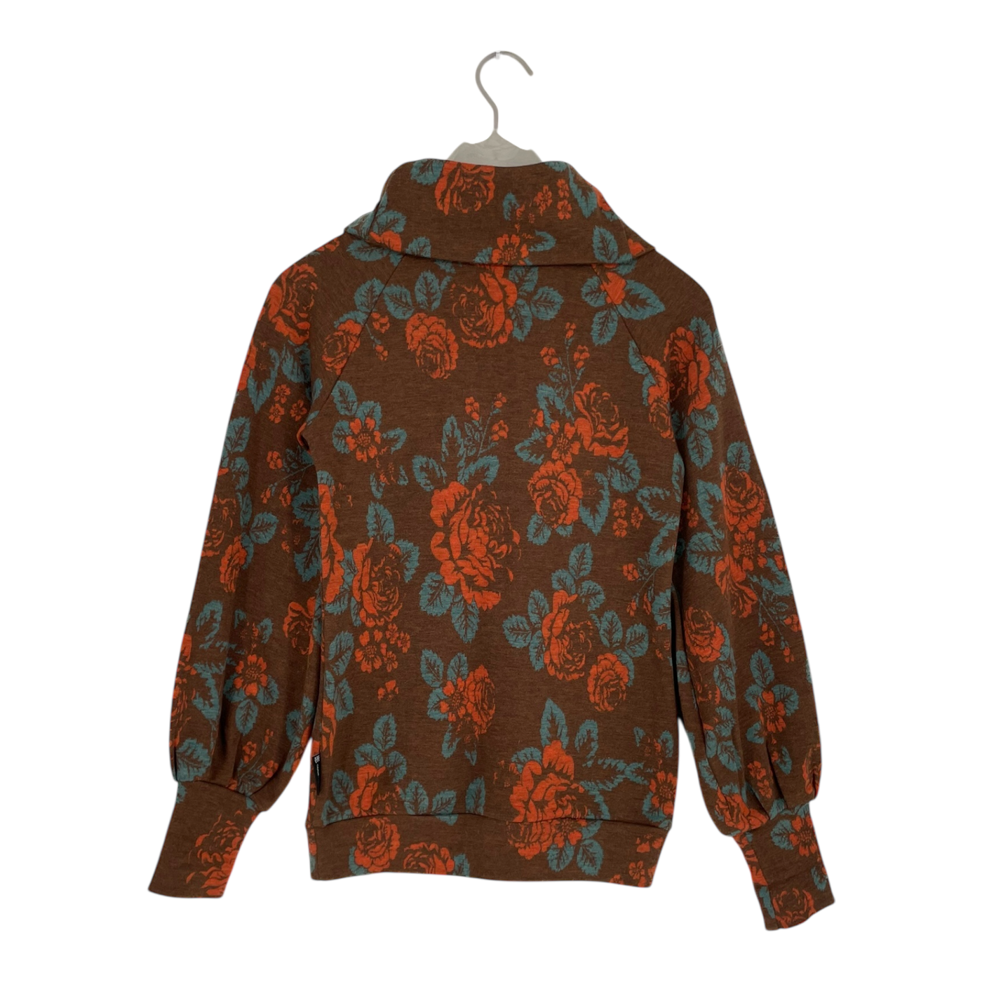Ommellinen merino turtleneck shirt, babushka roses | woman S