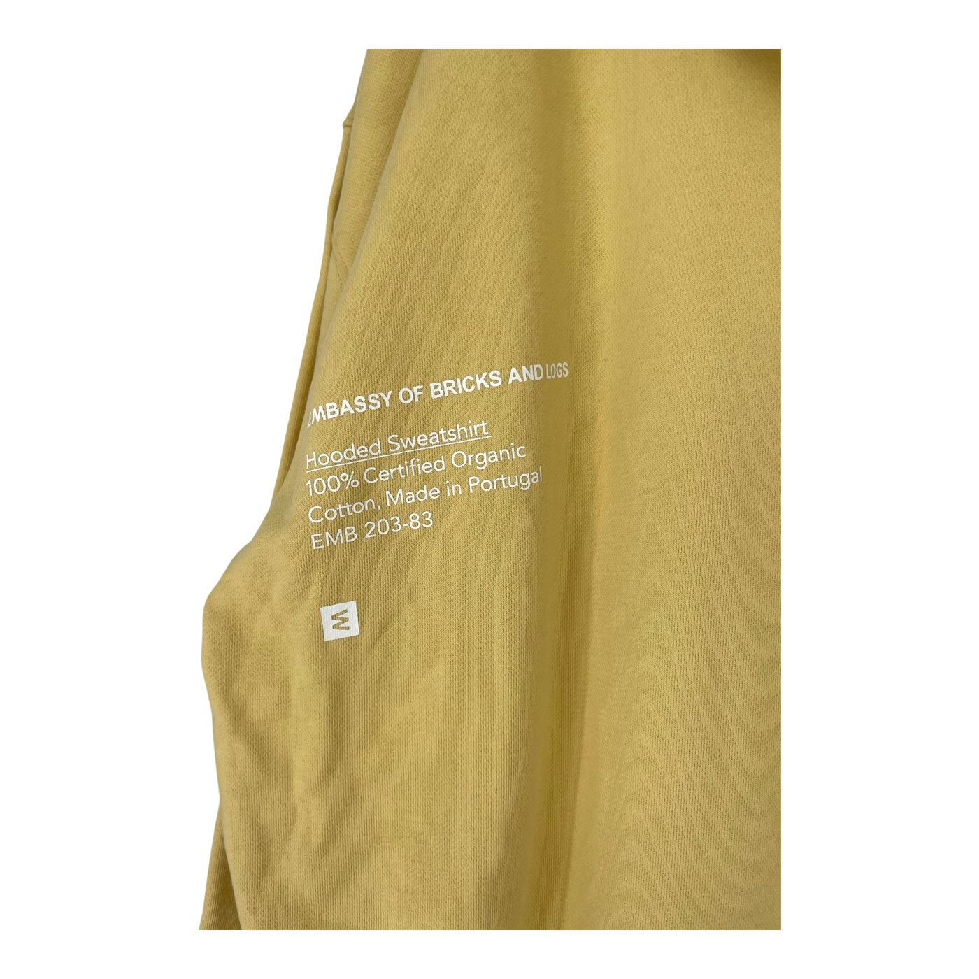 Embassy of Bricks and Logs hoodie, yellow | unisex L