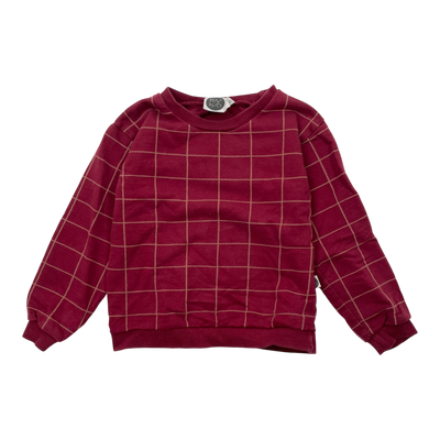 Mainio sweatshirt, burgundy squares | 98/104cm