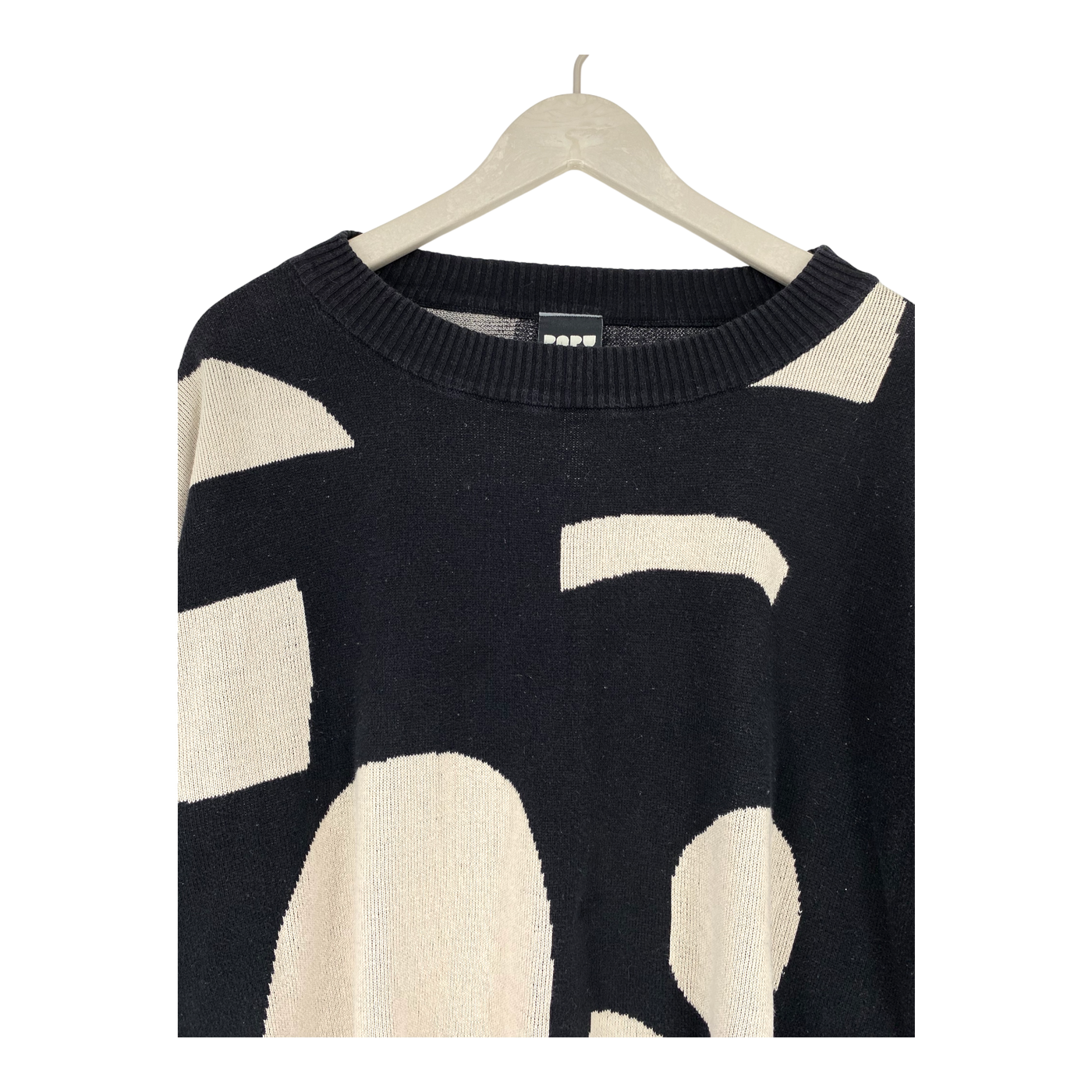 Papu knitted sweater, black and almond | woman XS/S