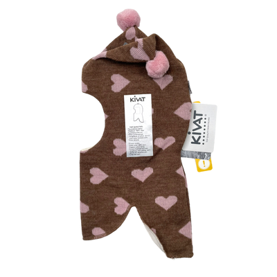 Kivat wool bobble balaclava, hearts | 2-4y